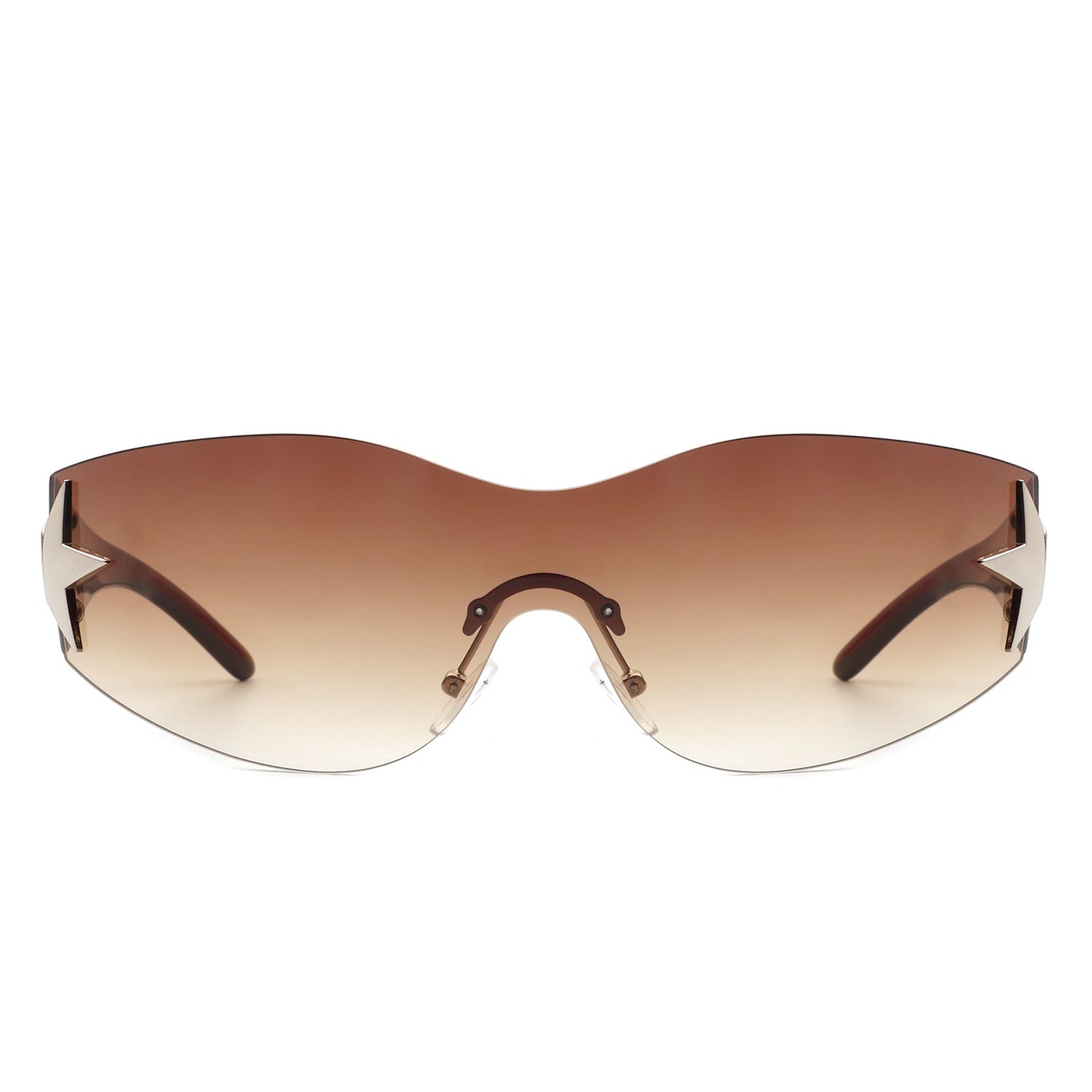 Myrith - Women Rectangle Rimless Wraparound Fashion Oversize Sunglasses