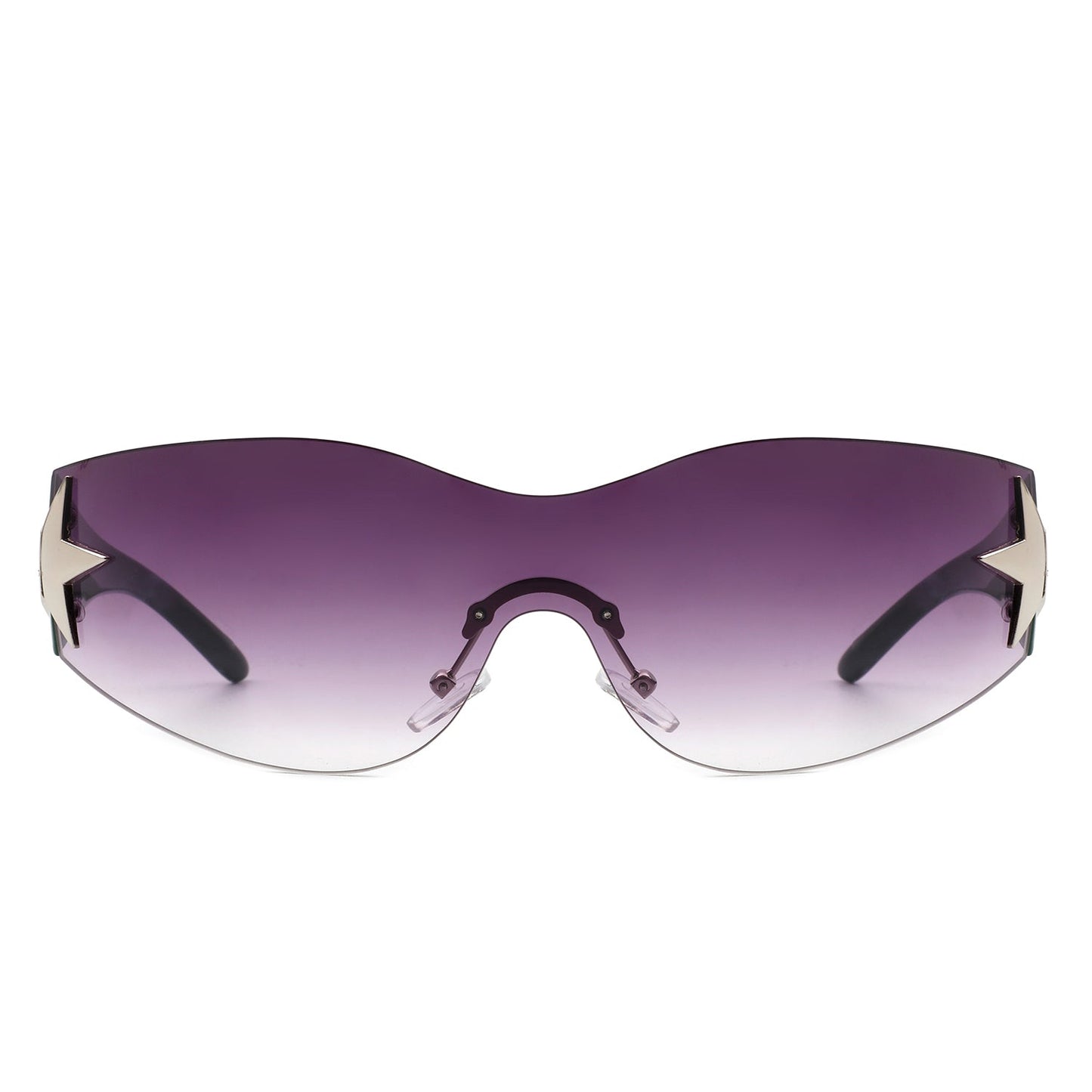 Myrith - Women Rectangle Rimless Wraparound Fashion Oversize Sunglasses