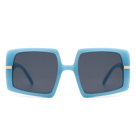 Jasmoria - Oversize Square Geometric Irregular Flat Top Women Sunglasses