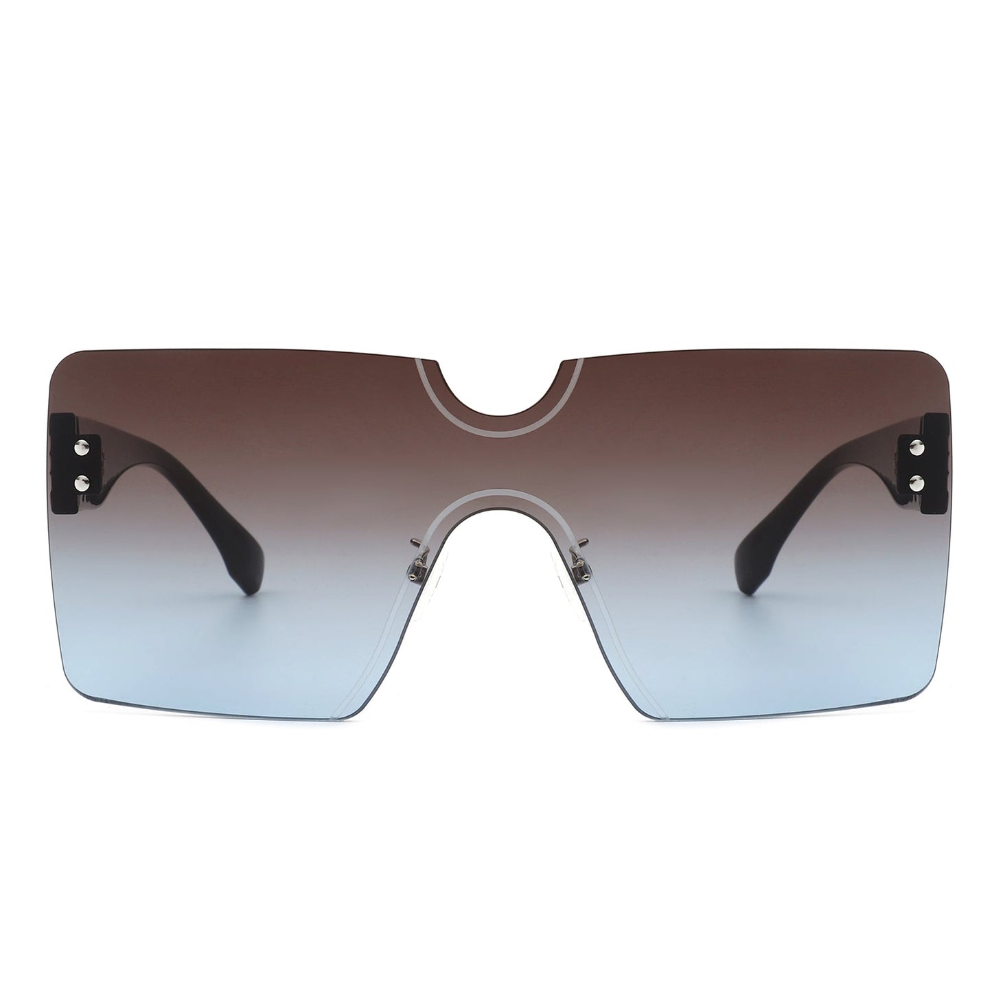 Yellowyx - Square Rimless Oversize Flat Top Retro Frameless Sunglasses