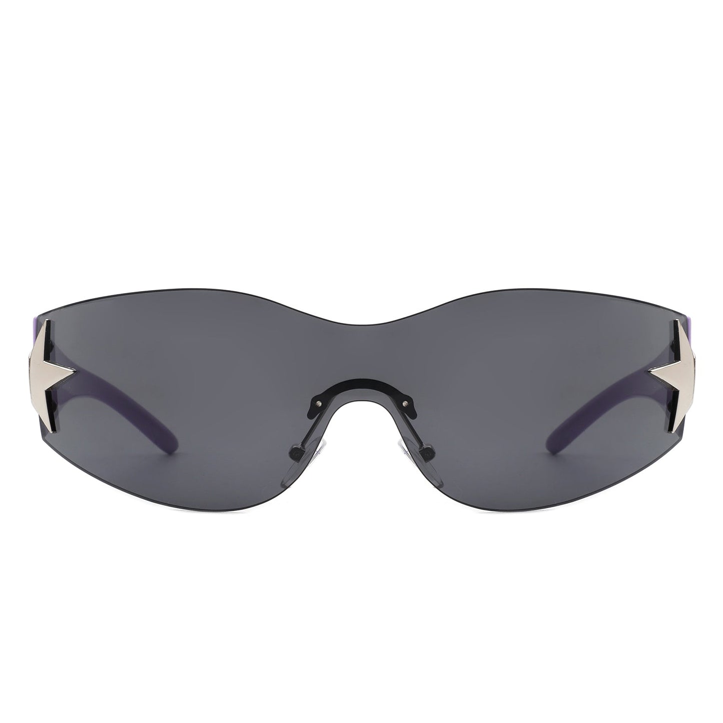 Myrith - Women Rectangle Rimless Wraparound Fashion Oversize Sunglasses