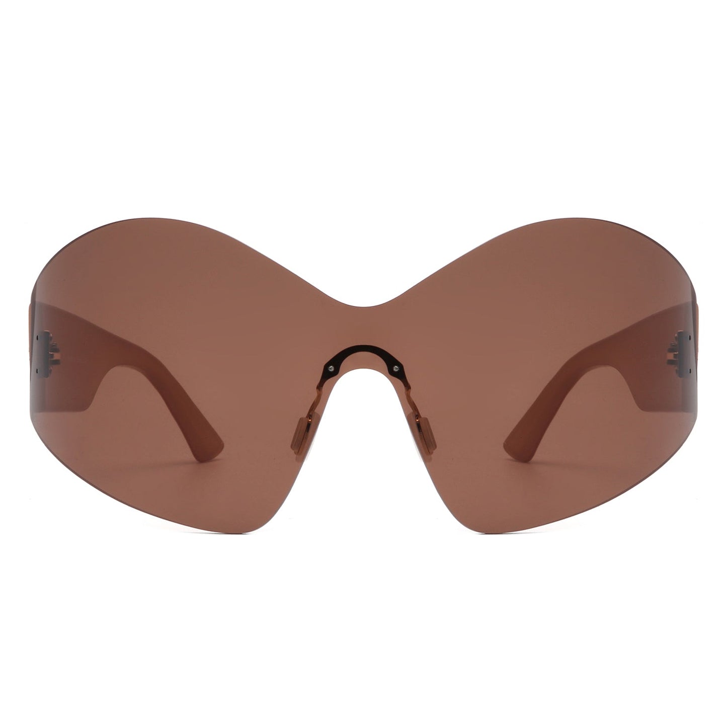 Electra - Oversized Rimless Wraparound Shield Sunglasses