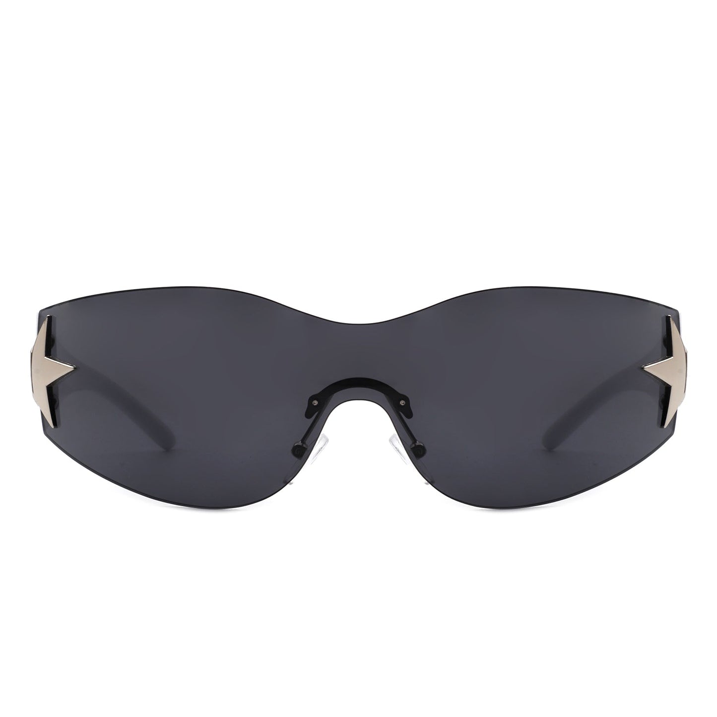 Myrith - Women Rectangle Rimless Wraparound Fashion Oversize Sunglasses