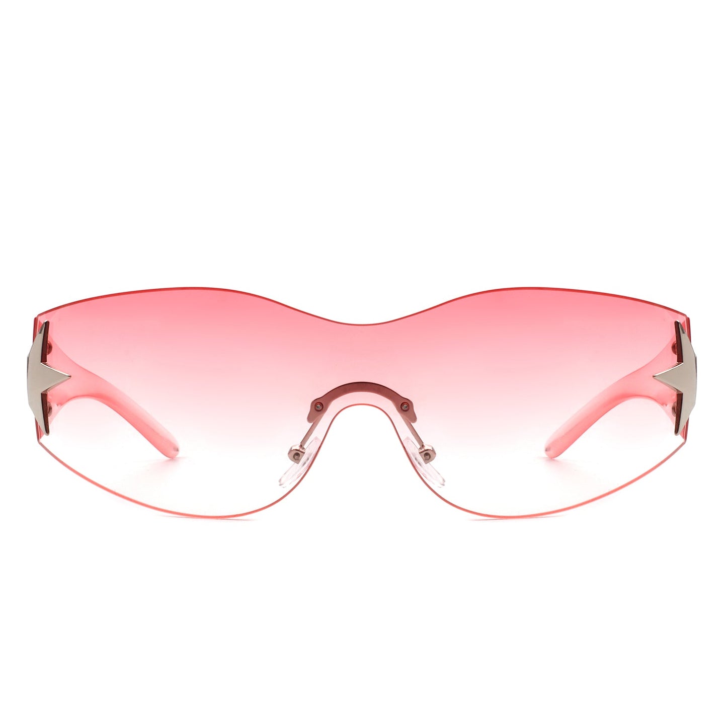 Myrith - Women Rectangle Rimless Wraparound Fashion Oversize Sunglasses