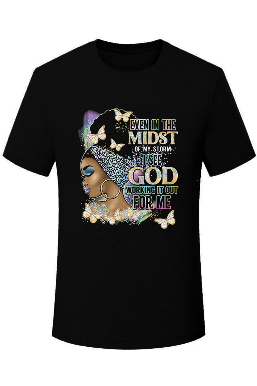 Plus Size Casual T-Shirt Round Neck Portrait Graphic Letter Print T-Shirt