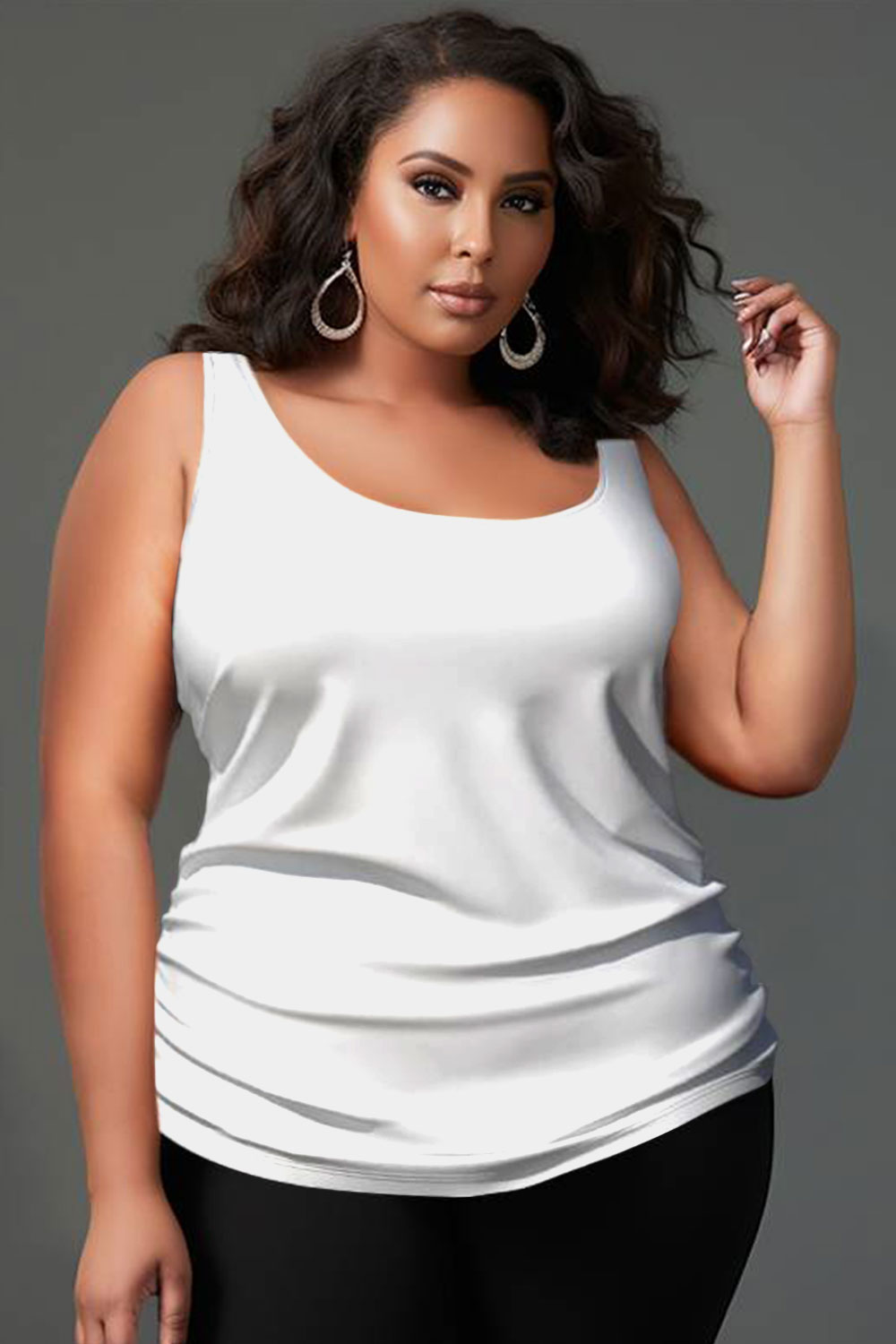 Xpluswear Design Plus Size Casual Magenta U Neck Sleeveless Tank Top