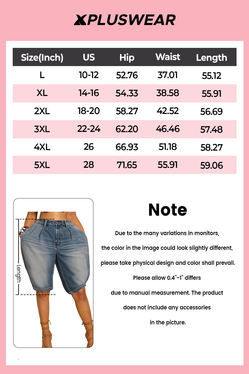 Plus Size Daily Casual Blue Pocket Jogging Denim Shorts