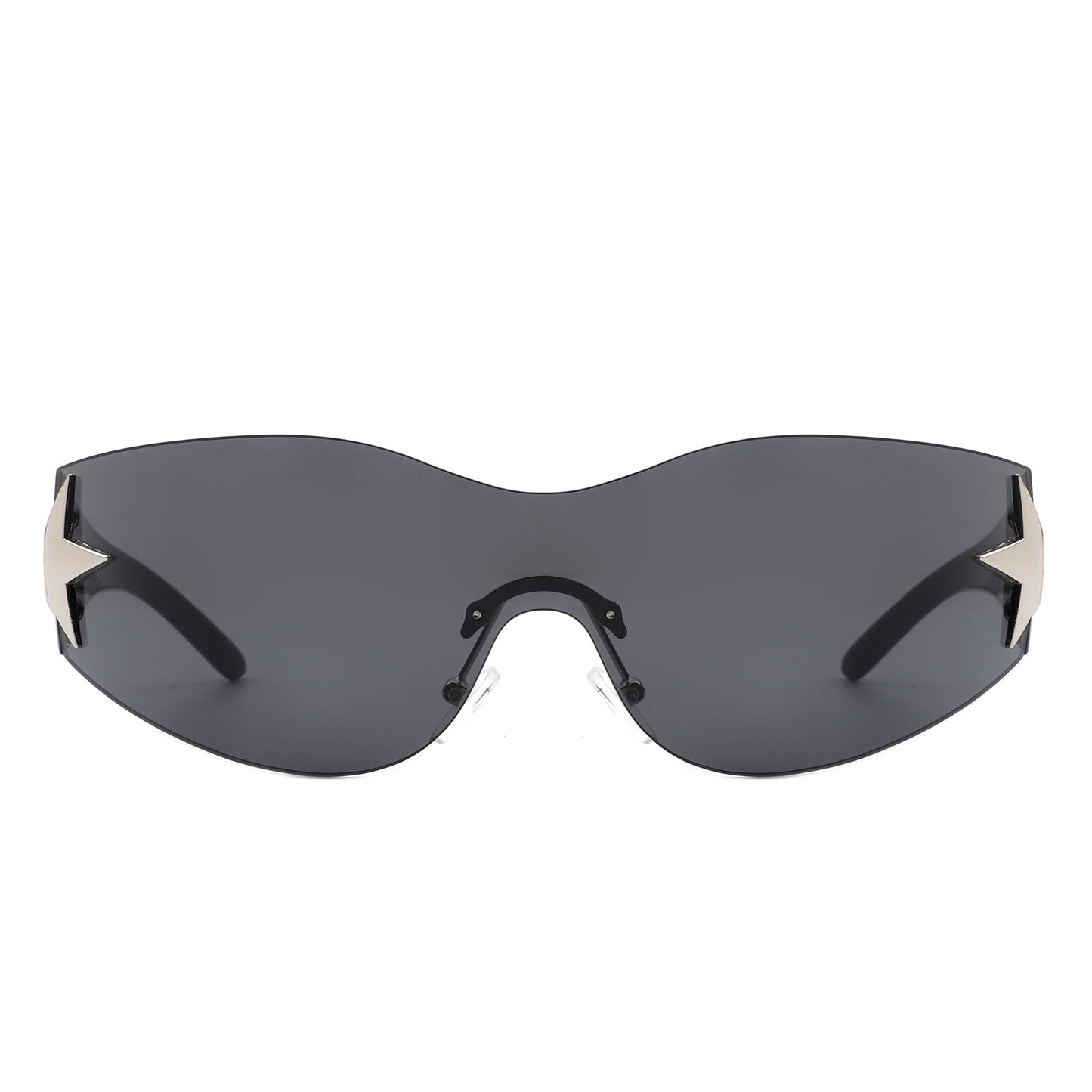 Myrith - Women Rectangle Rimless Wraparound Fashion Oversize Sunglasses