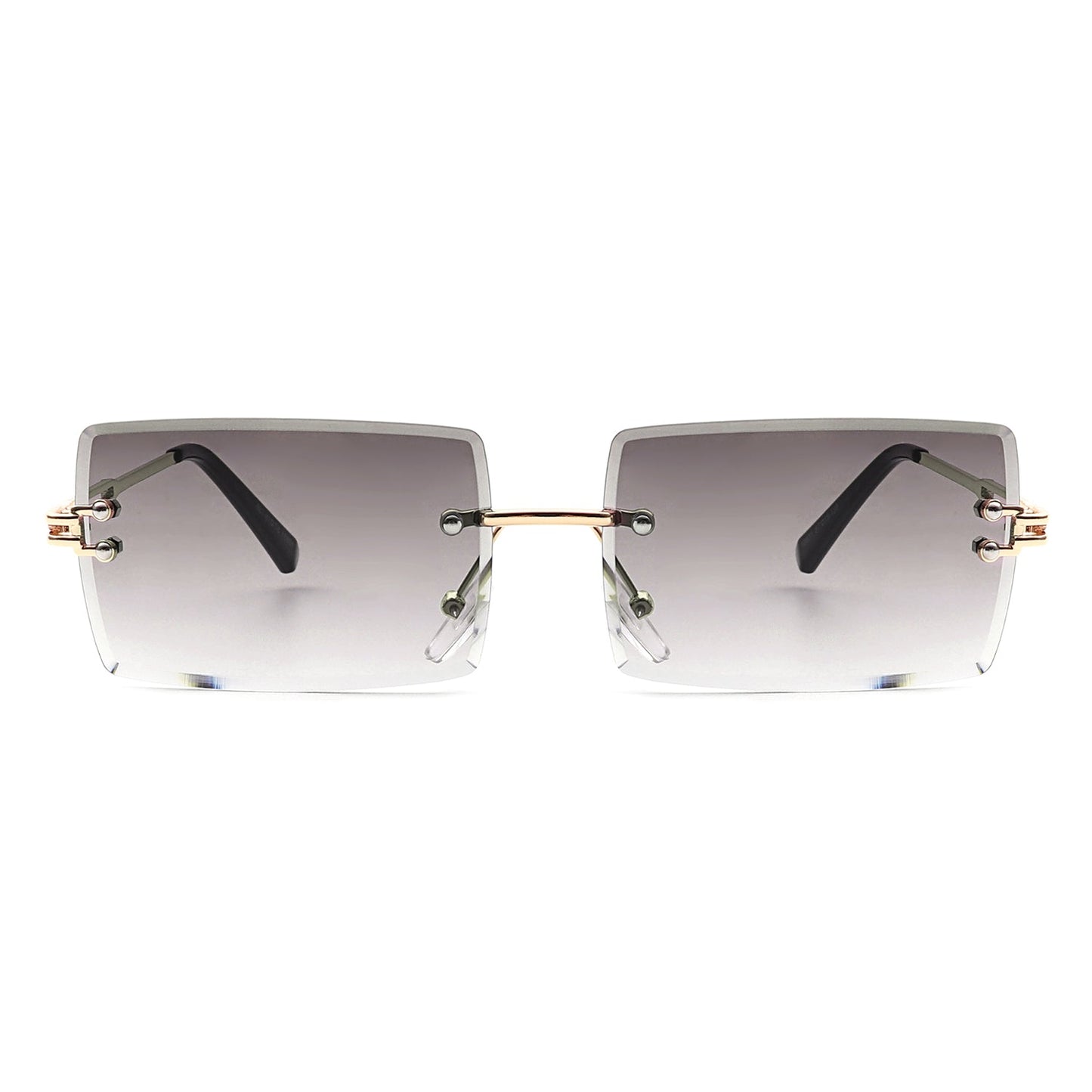 Tyriel - Classic Rimless Retro Rectangle Tinted Fashion Sunglasses