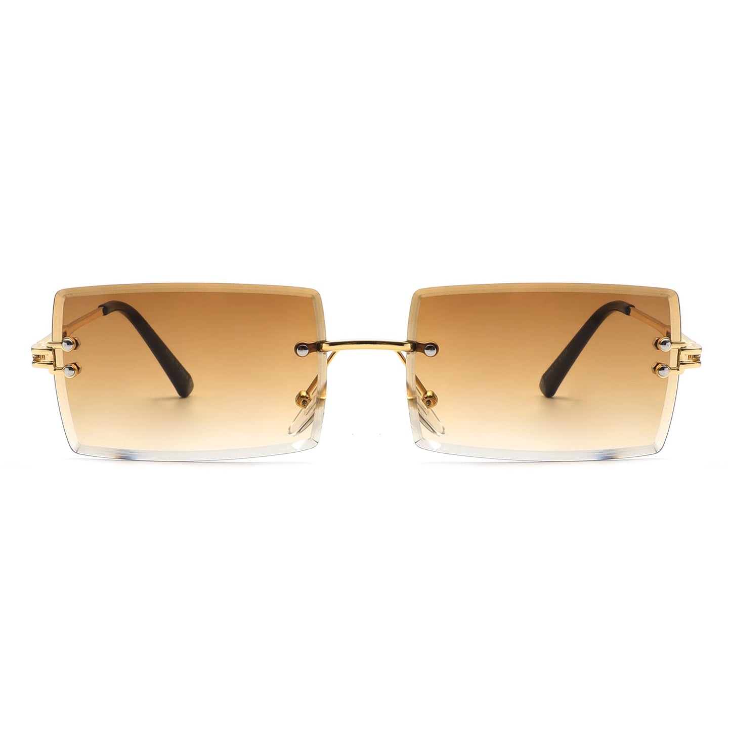 Tyriel - Classic Rimless Retro Rectangle Tinted Fashion Sunglasses