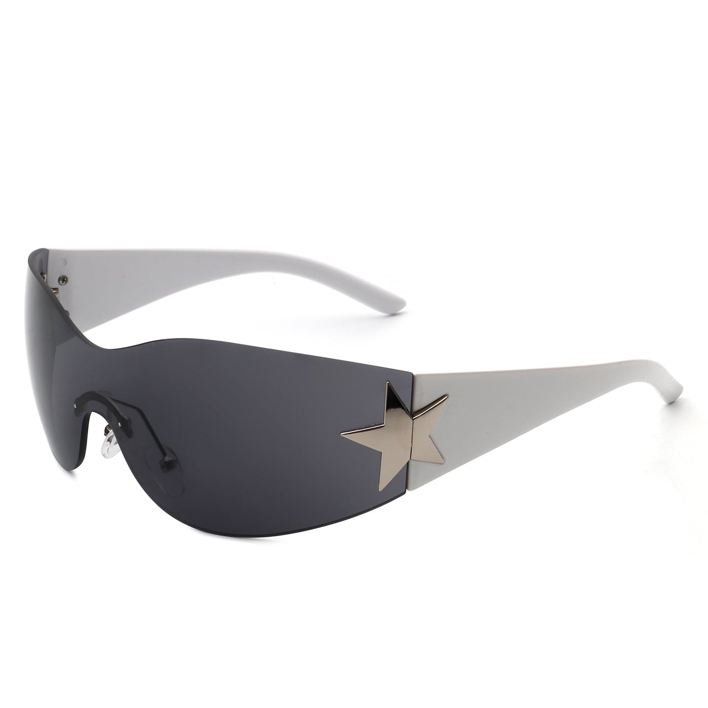 Myrith - Women Rectangle Rimless Wraparound Fashion Oversize Sunglasses