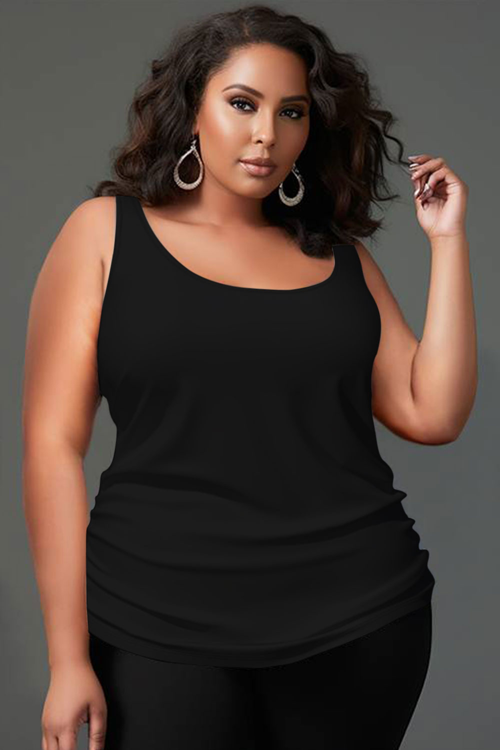 Xpluswear Design Plus Size Casual Magenta U Neck Sleeveless Tank Top