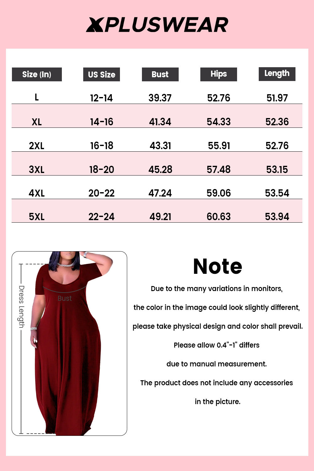Xpluswear Plus Size Casual Burgundy Short Sleeves Solid Cocoon Summer Sun Maxi Dress